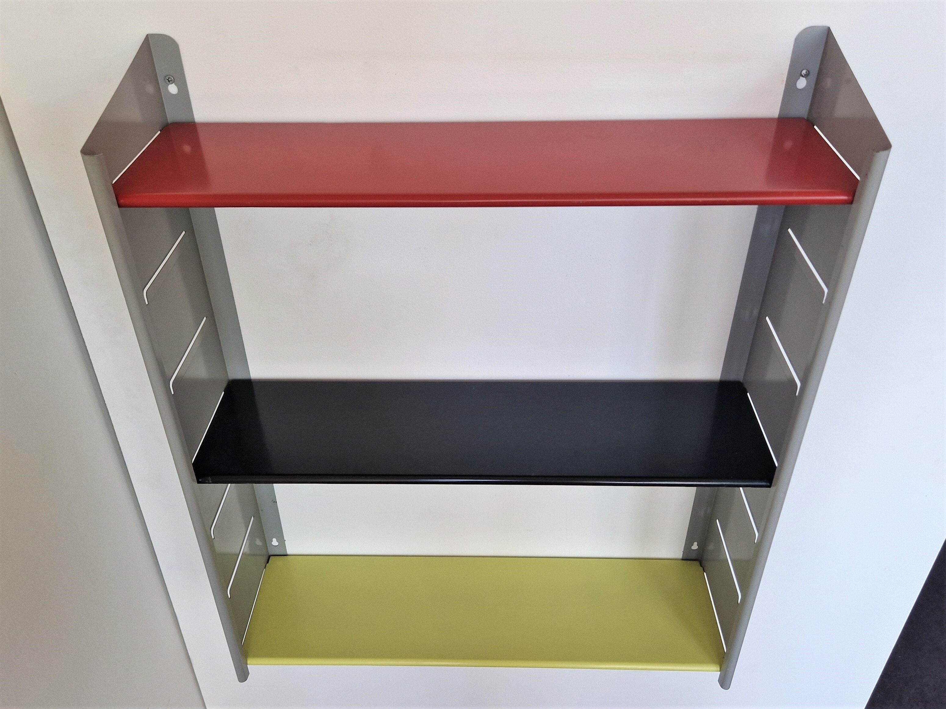 Metal wall mounted shelving unit by NVF, The Netherlands 1960's