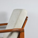 Scandinavian armchair, fully restored, designer Z. Baczyk, 1960s, beige fabric