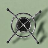 Vintage bar stool in black skai and chrome metal