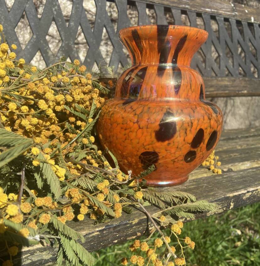 Orange Clichy vase from the Art Deco period