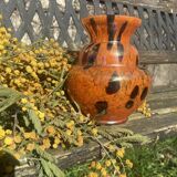 Orange Clichy vase from the Art Deco period