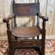 Fauteuil de bureau en chêne et cuir