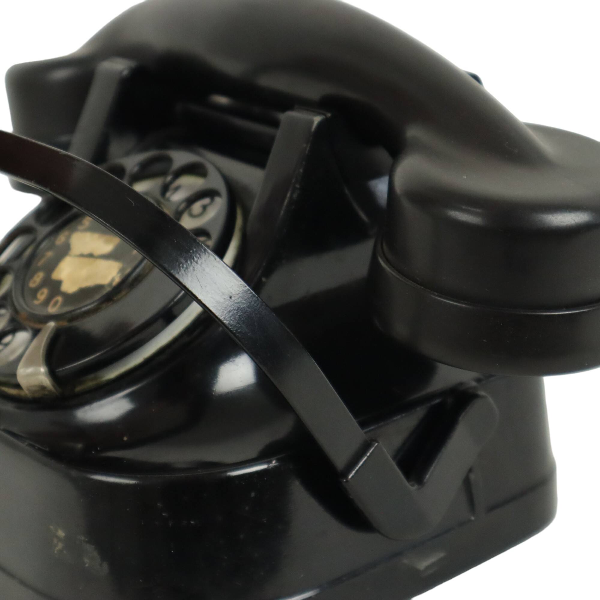 Old black telephone with rotary dial metal Bakelite RTT 56B
