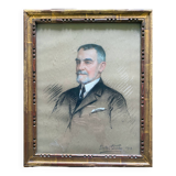 Pastel Painting "Portrait of a Man" Gaston Edouard Guédy (1874-1955) huge coast