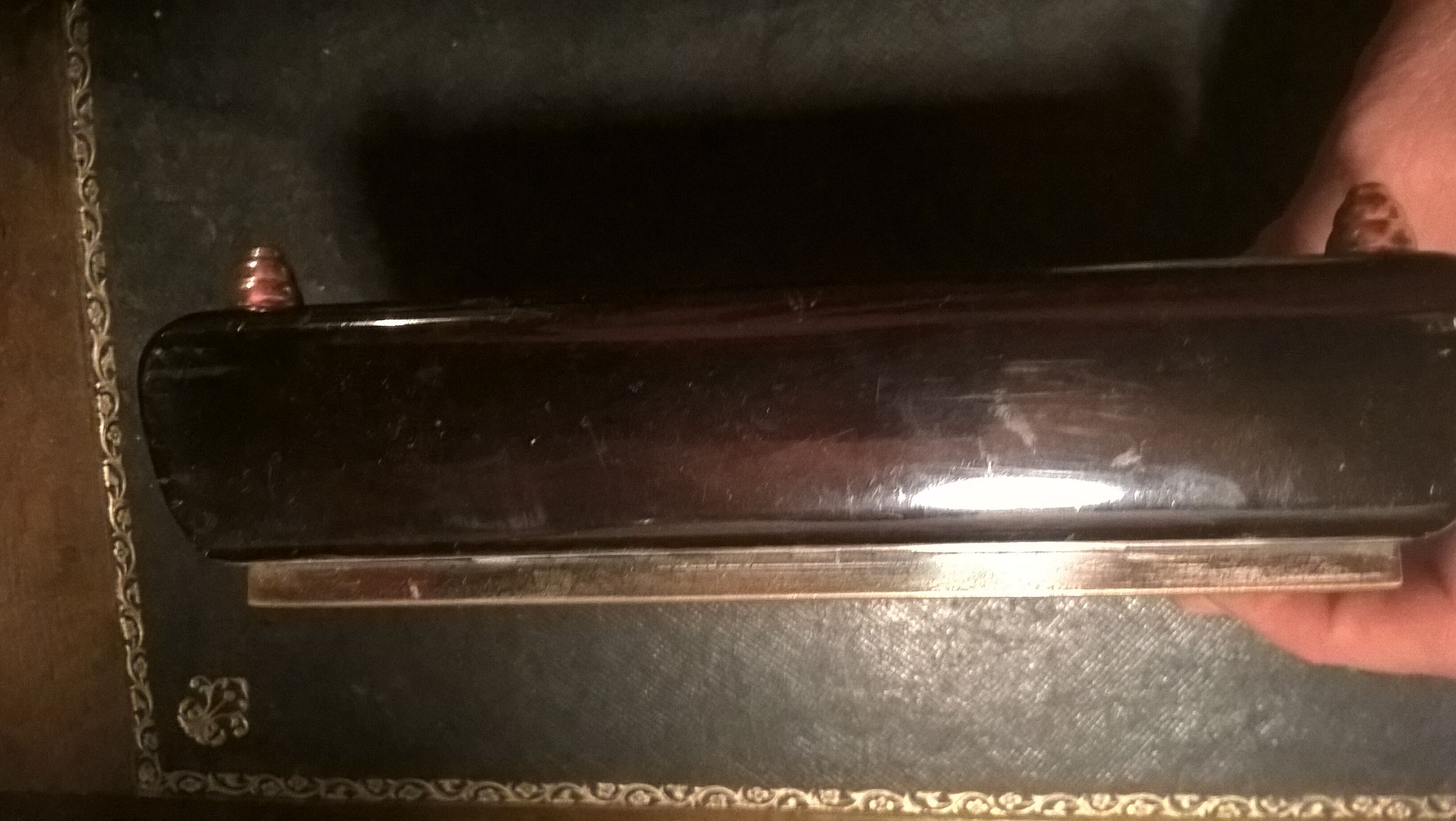 Black and silver lacquered wood jewelry box 60s