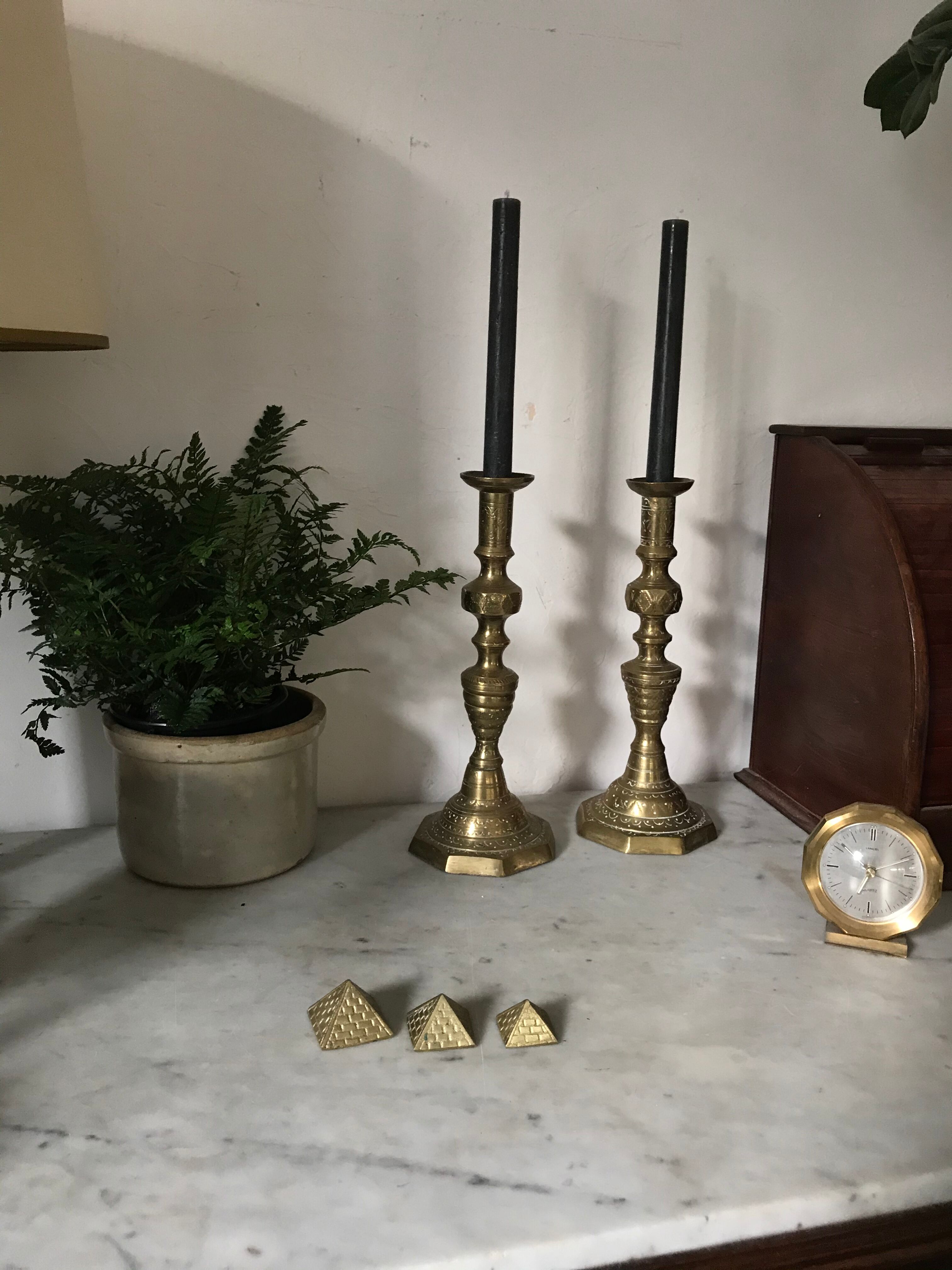 Pair of solid brass candlesticks