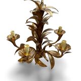 1960s Hollywood Style Gold Metal Chandelier, Fleuri