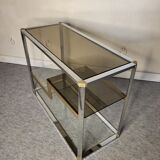 Showcase shelf 70s metal & smoked glass