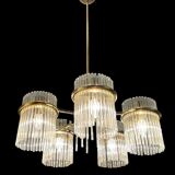 Mid-Century Italian Murano Glass Rod Chandelier, 1980s