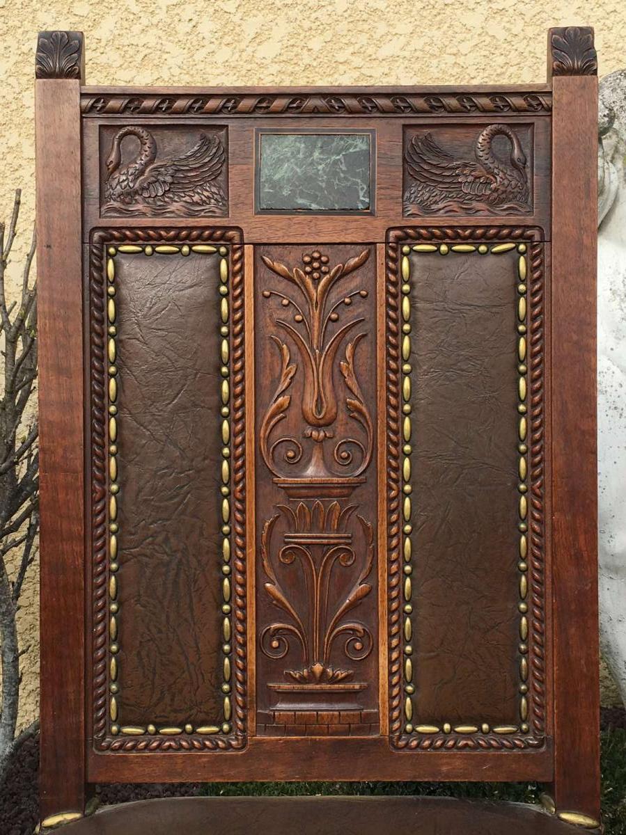 6 walnut chairs - renaissance style marble 19th century