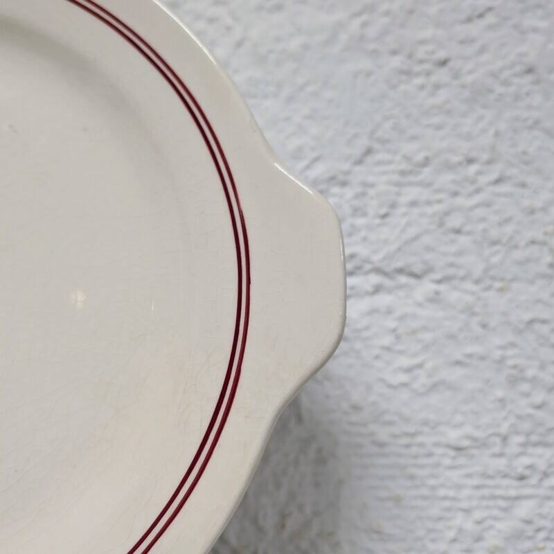 Round earthenware plate Moulin des Loups Orchies model Two Roses