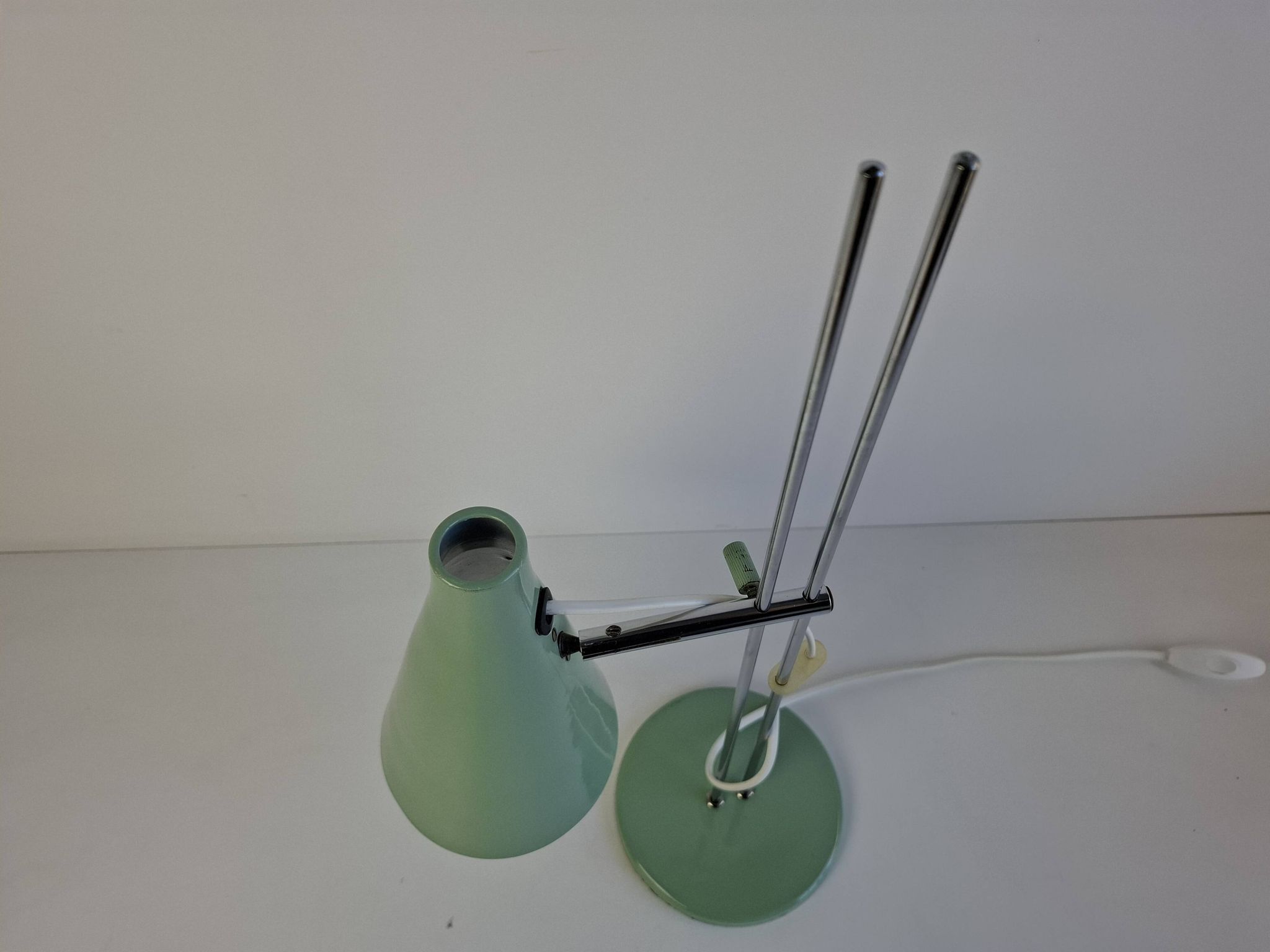Josef Hůrka for Lidokov Midcentury Modern Table Lamp in Green Metal