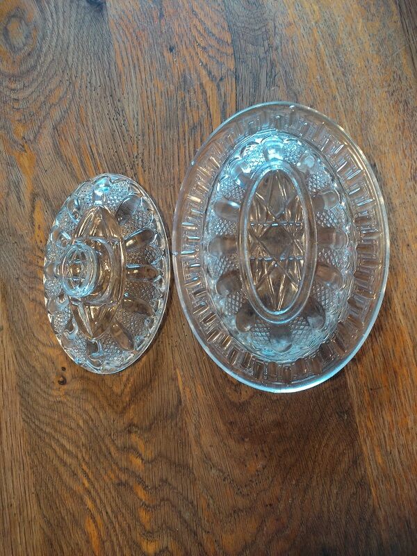 Moulded glass butter dish pineapple décor