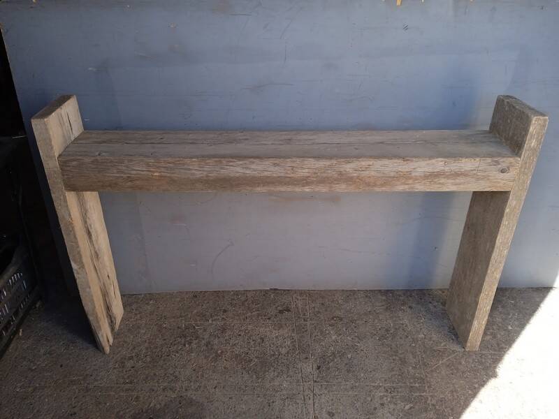 Brutalist console 148 cm old solid wood