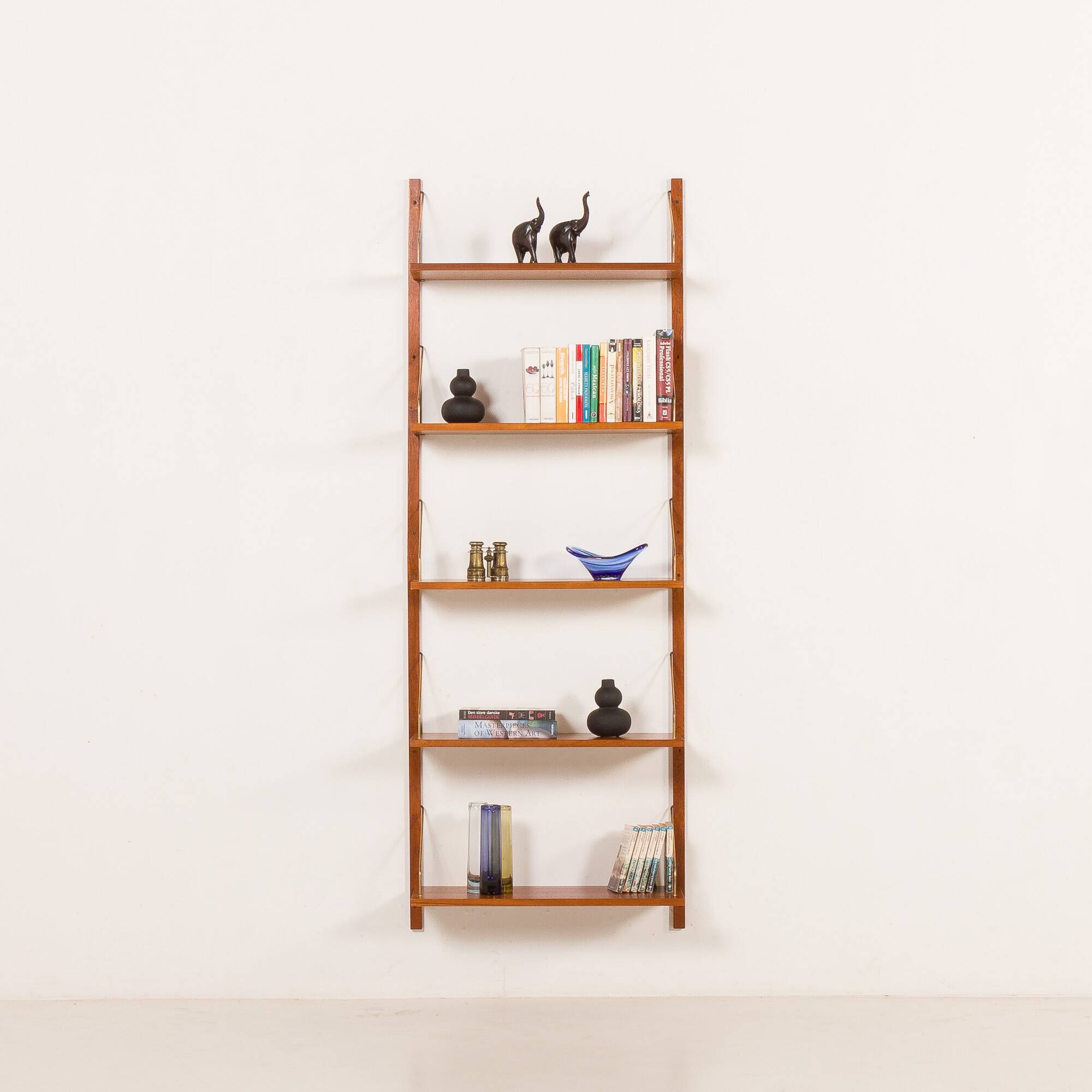 Danish teak shelving unit, set of 5 shelves, 1960s