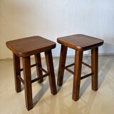 Pair of solid wood stools – vintage rustic style
