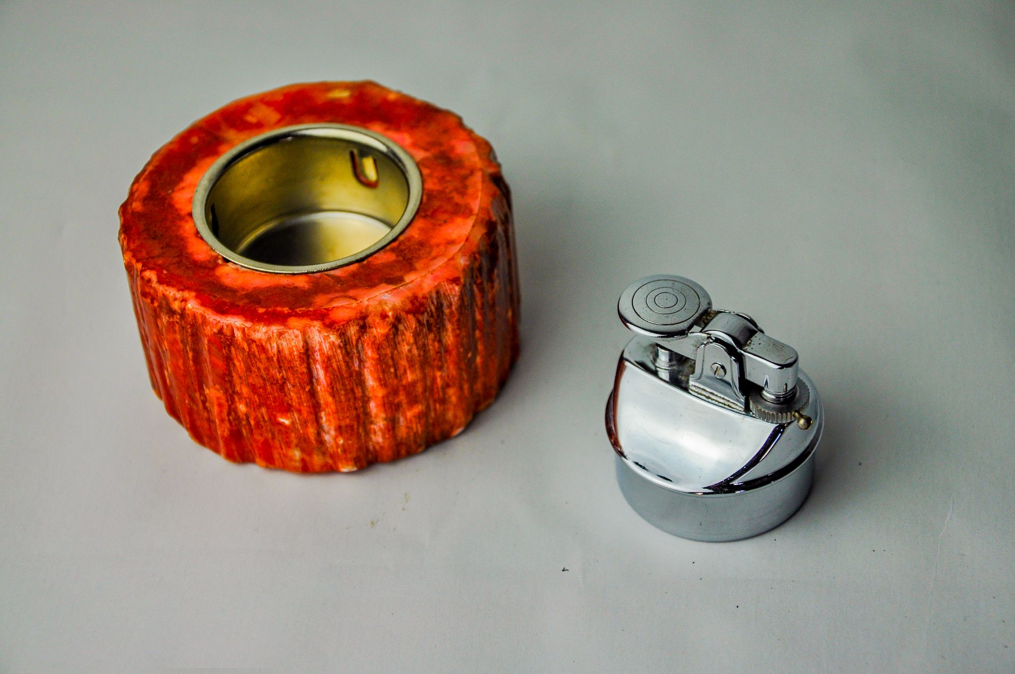 Red alabaster lighter by Romano Bianchi, Italy, 1970