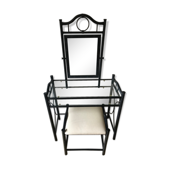 Coiffeuse rétro en métal avec tabouret