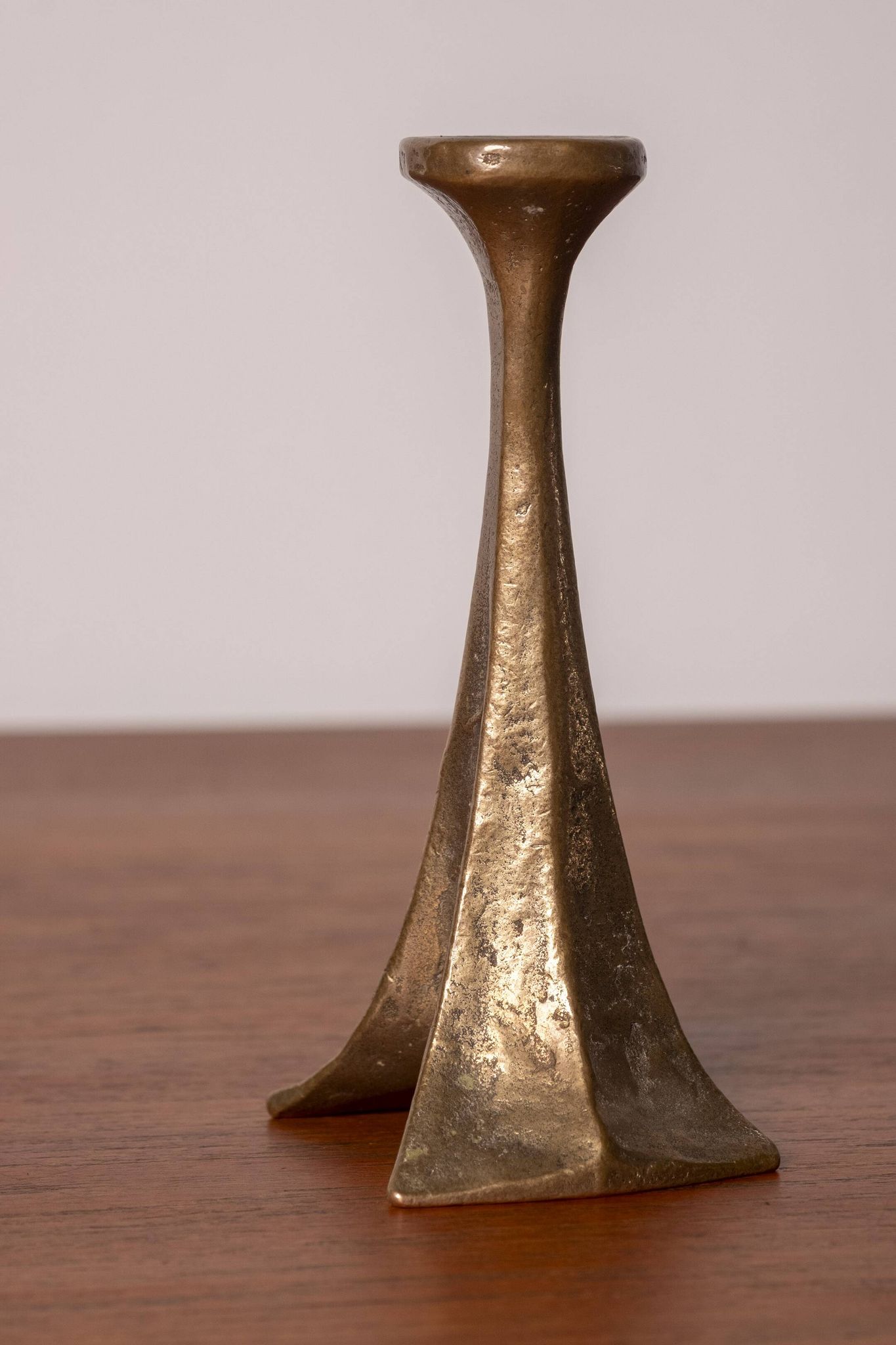 Brutalist bronze candlestick by Michael Harjes, 1970s, Germany.