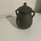 Vintage black ceramic covered pot signed Gómez Miranda — Pottery a