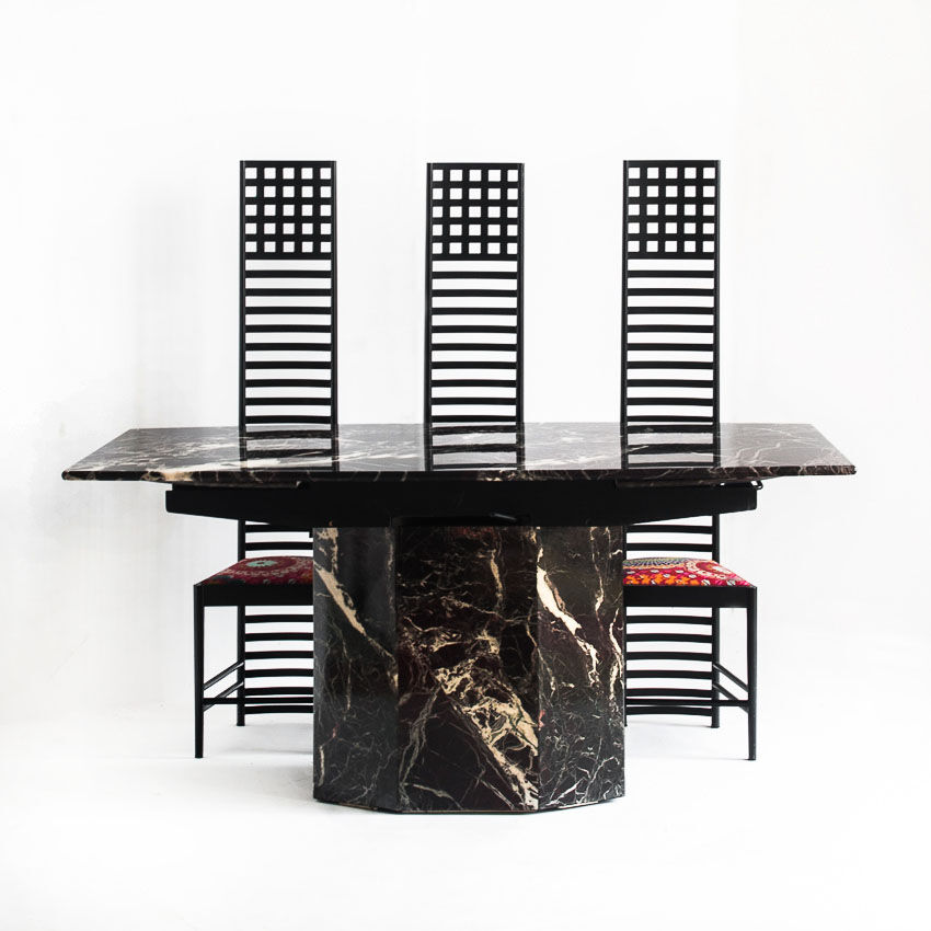 Vintage marble dining table with two extensions, Italy, 80's