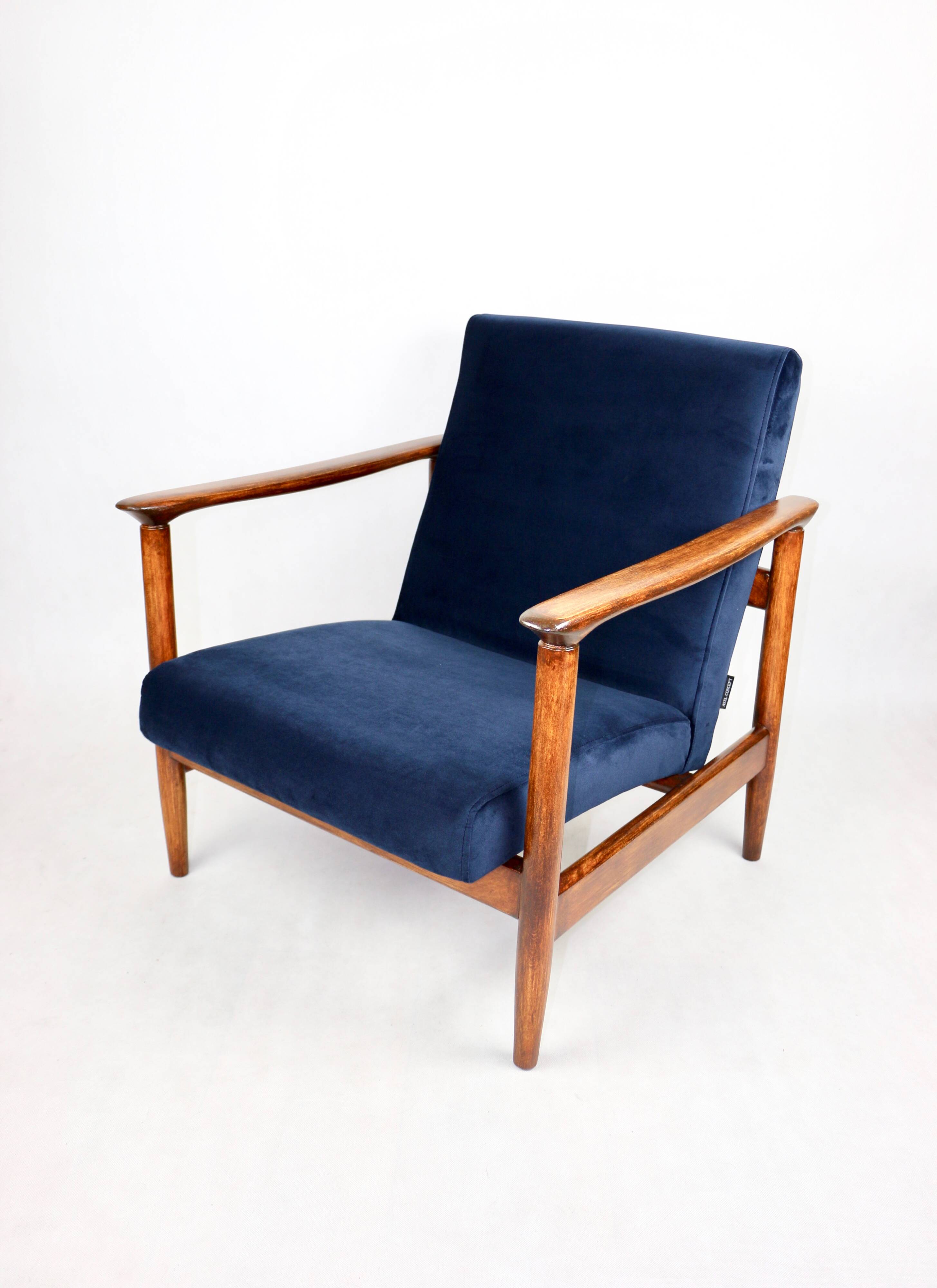 GFM-142 armchair, designed by Edmund Homa from the 70s, navy blue - 2 pieces available