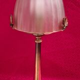 Very large brass and bronze lamp 1920 and opaque glass dome 55x20 4klg