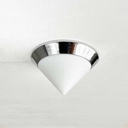 Vintage conical glass and chrome ceiling lamp, 1980s