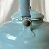 Large vintage kettle in blue enameled sheet metal