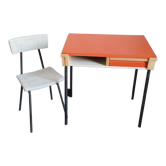 Orange children's desk with 70s chair