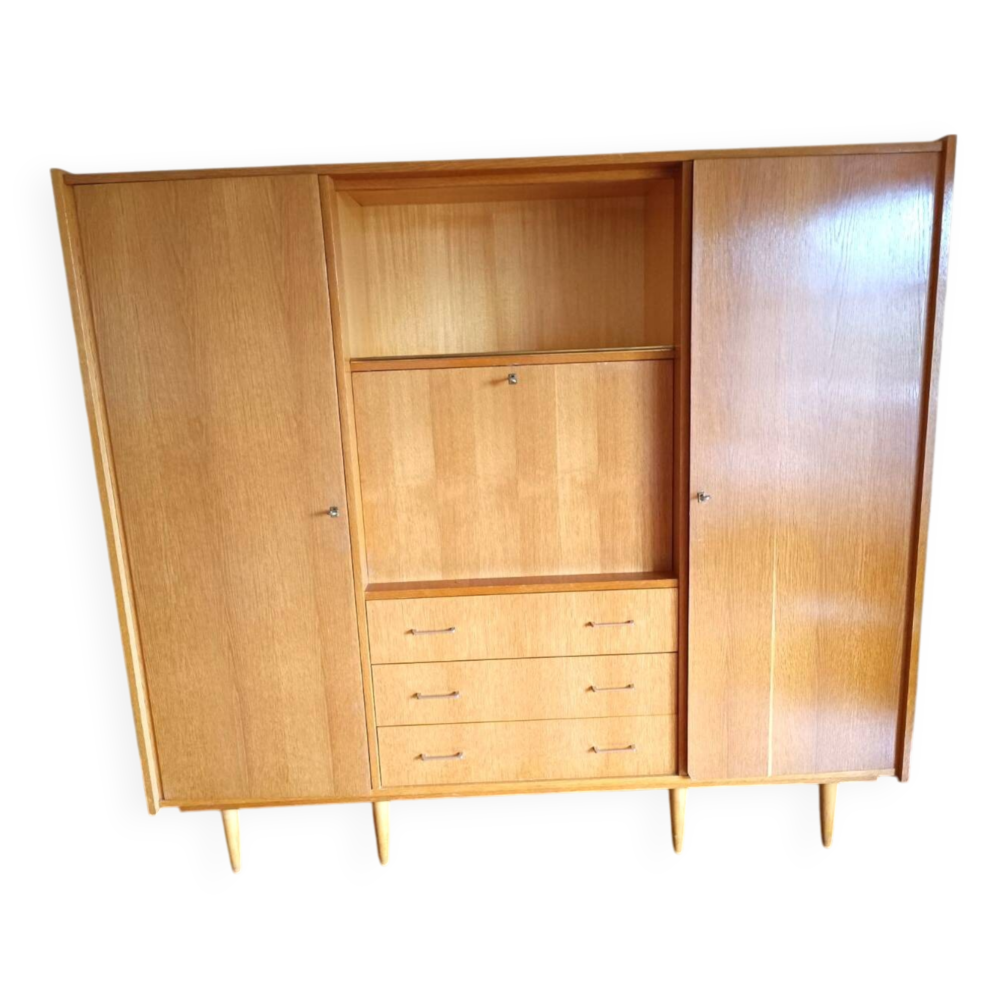 Armoire secrétaire en plaqué chene style scandinave / vintage