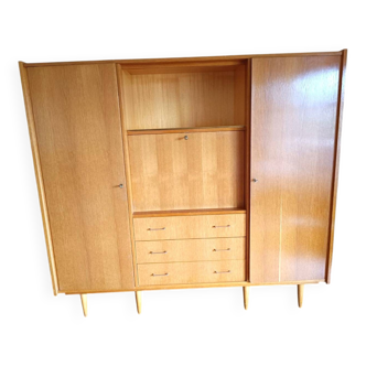 Oak veneer secretary cabinet, Scandinavian/vintage style
