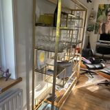 Brass and smoked glass shelf