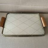 Metal tray and antique mirror