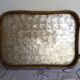 Rattan and mother-of-pearl serving tray, Capiz shell