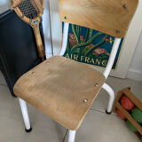 Ancienne chaise écolier enfant bois et métal