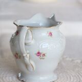 Vintage white porcelain milk jug – Romantic floral pattern