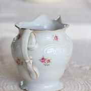 Vintage white porcelain milk jug – Romantic floral pattern