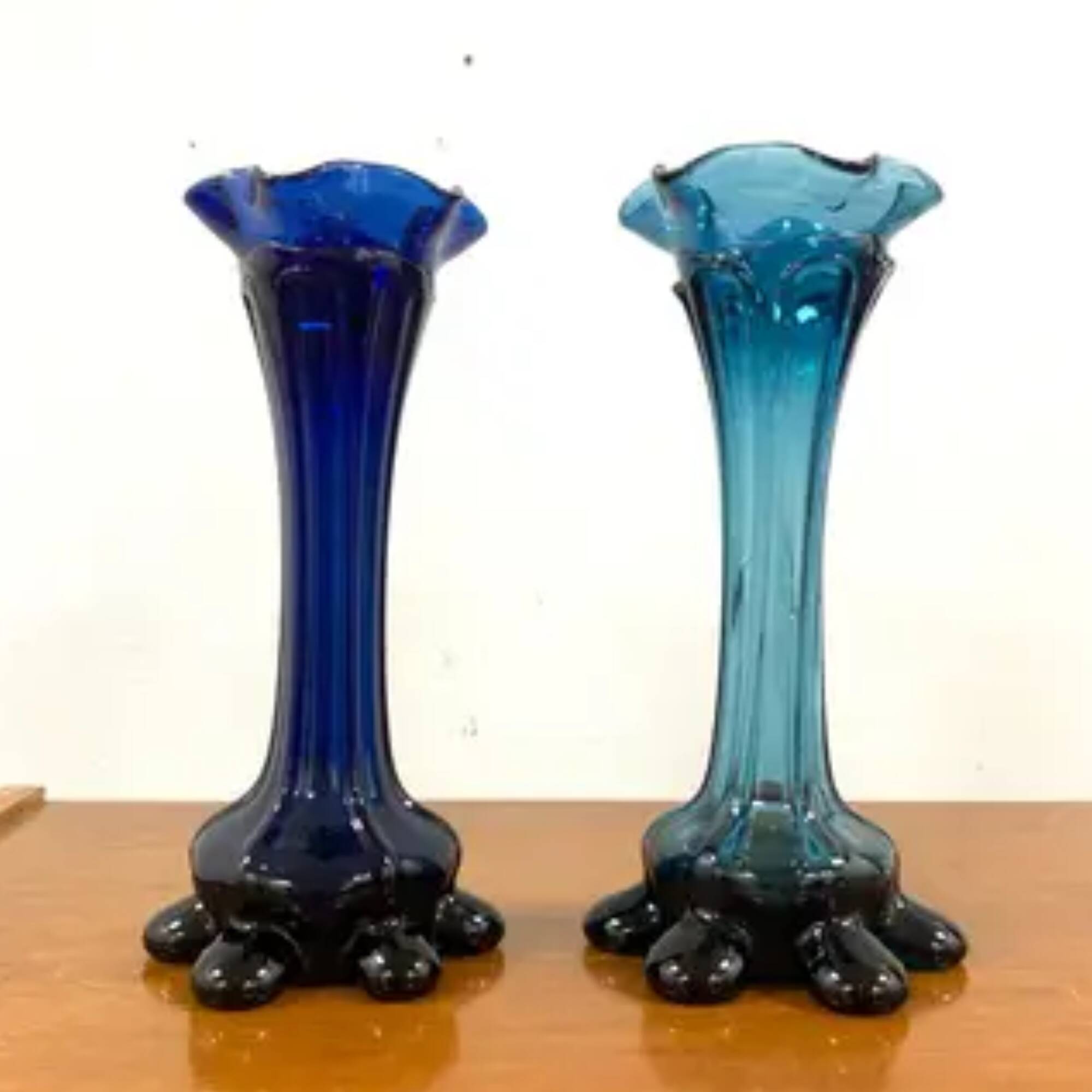 Retro blue vases, Czechoslovakia, 1960s (set of 2)