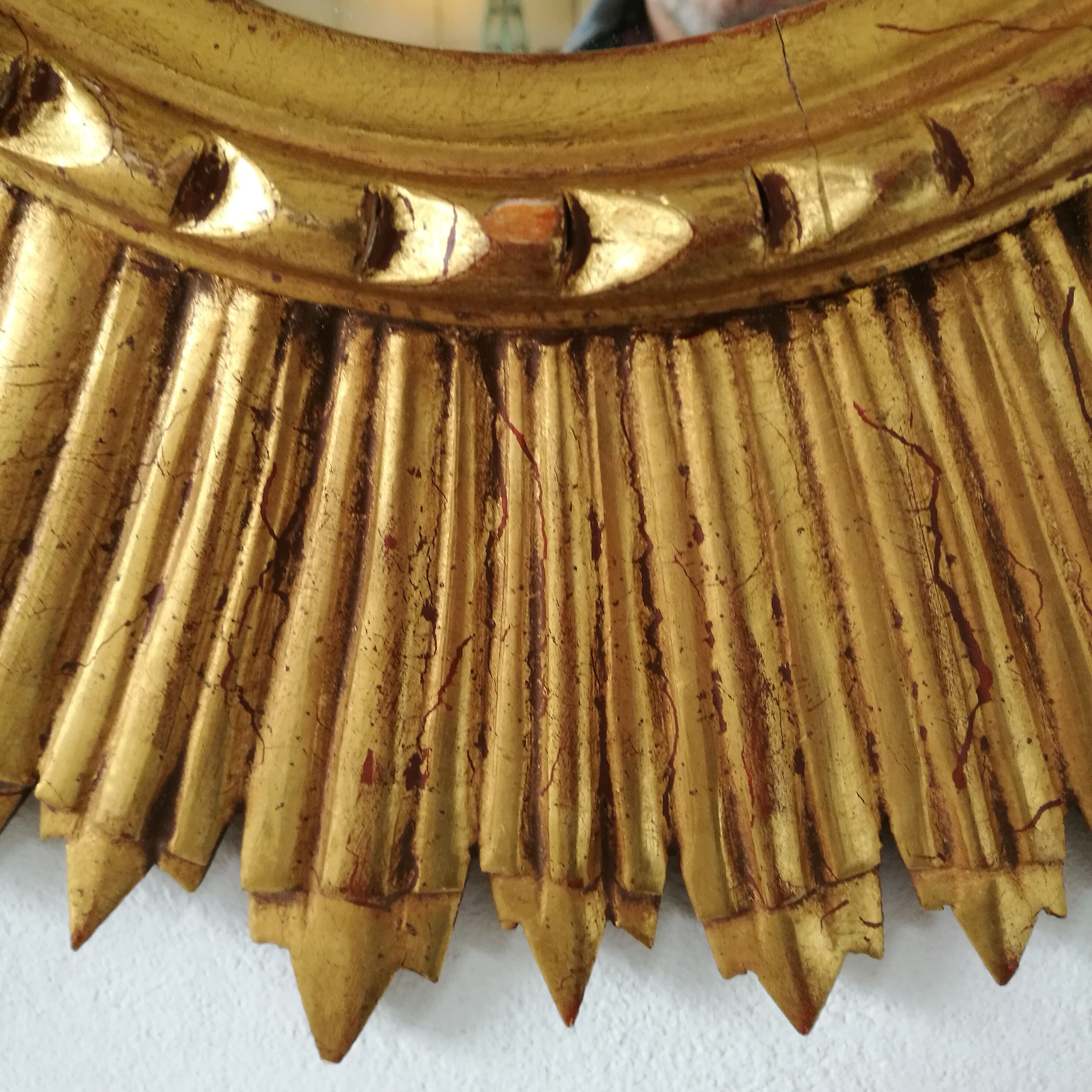Mirror sun gilded wood