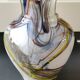 Vase boule en verre d Art soufflé de Murano/Italie. Décor volutes de fumée/Ondes polychromes. Dim. 20 x 15 cm