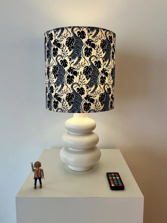 Wireless balcony lamp - unique recycled piece with tiger lampshade