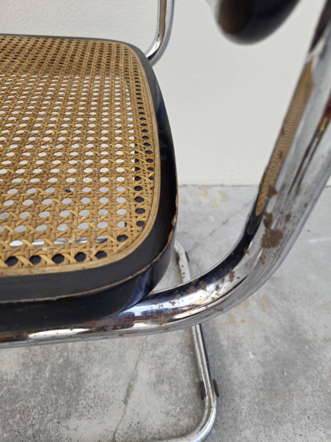 Marcel Breuer B32 chair in black cane signed Made in Italy