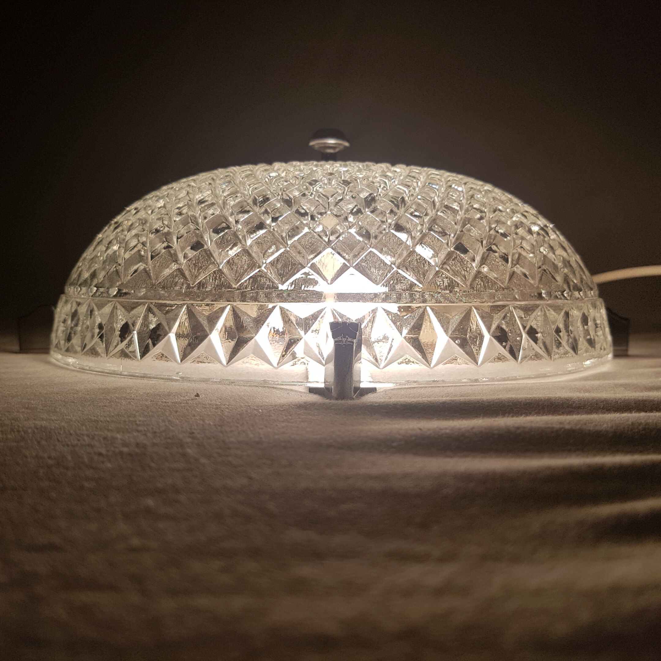 Glass and chrome ceiling light