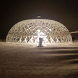 Glass and chrome ceiling light