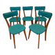 Ensemble de 5 chaises vertes vintage 50