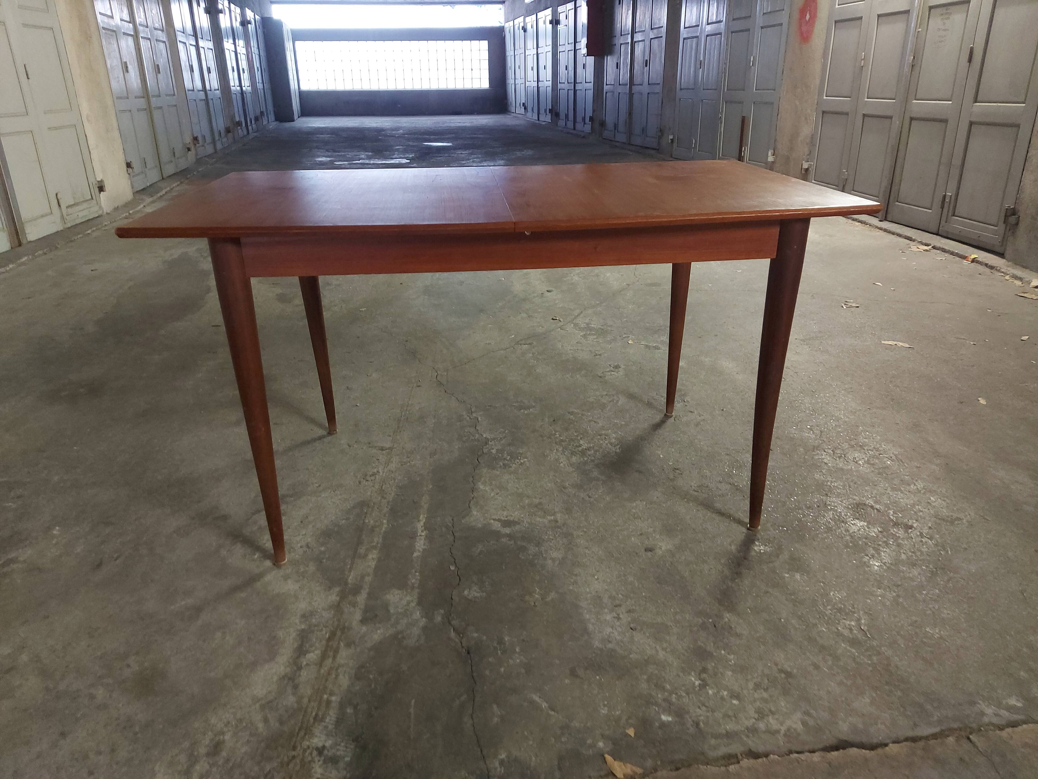 Scandinavian teak table with built-in extension