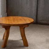 Table basse ronde en pin, Danemark 1960