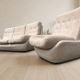 Atlantis seating set space age upholstered sofa & lounge chair by Jitona, 1970s Czechoslovakia