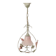 Lustre fer forgé et tulipe verre rose dépoli
